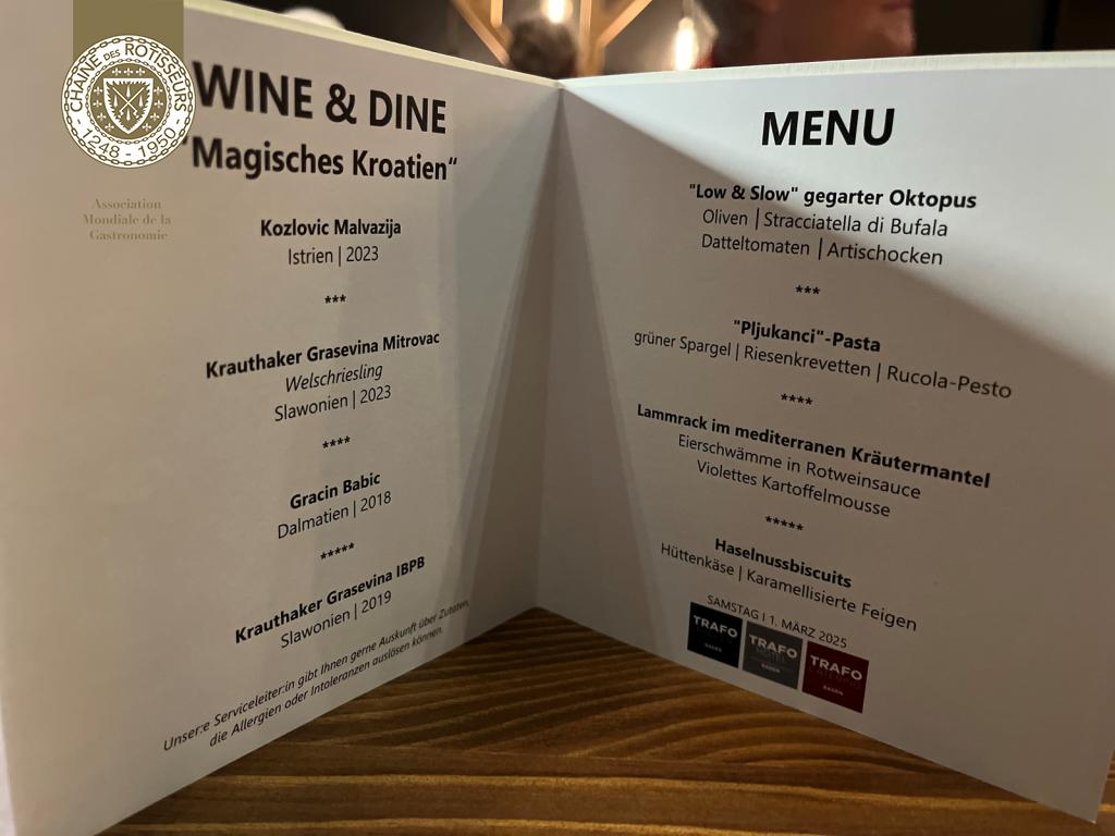 Tavolata Wine &amp; Dine «Magisches Kroatien» 01.03.2025